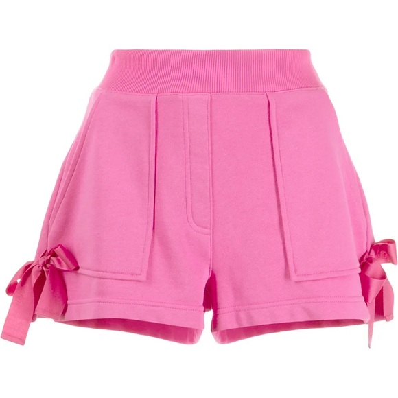 Cinq a Sept Jay Bow embellished Shorts In Pink Terry Sweat Shorts Sz L - Picture 1 of 11